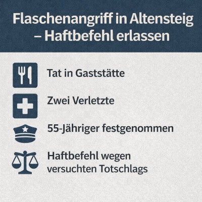 Haftbefehl nach Flaschenangriff in Gaststätte in Altensteig